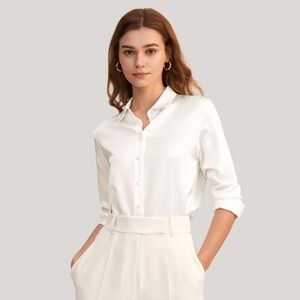 Lily Silk White pearl button